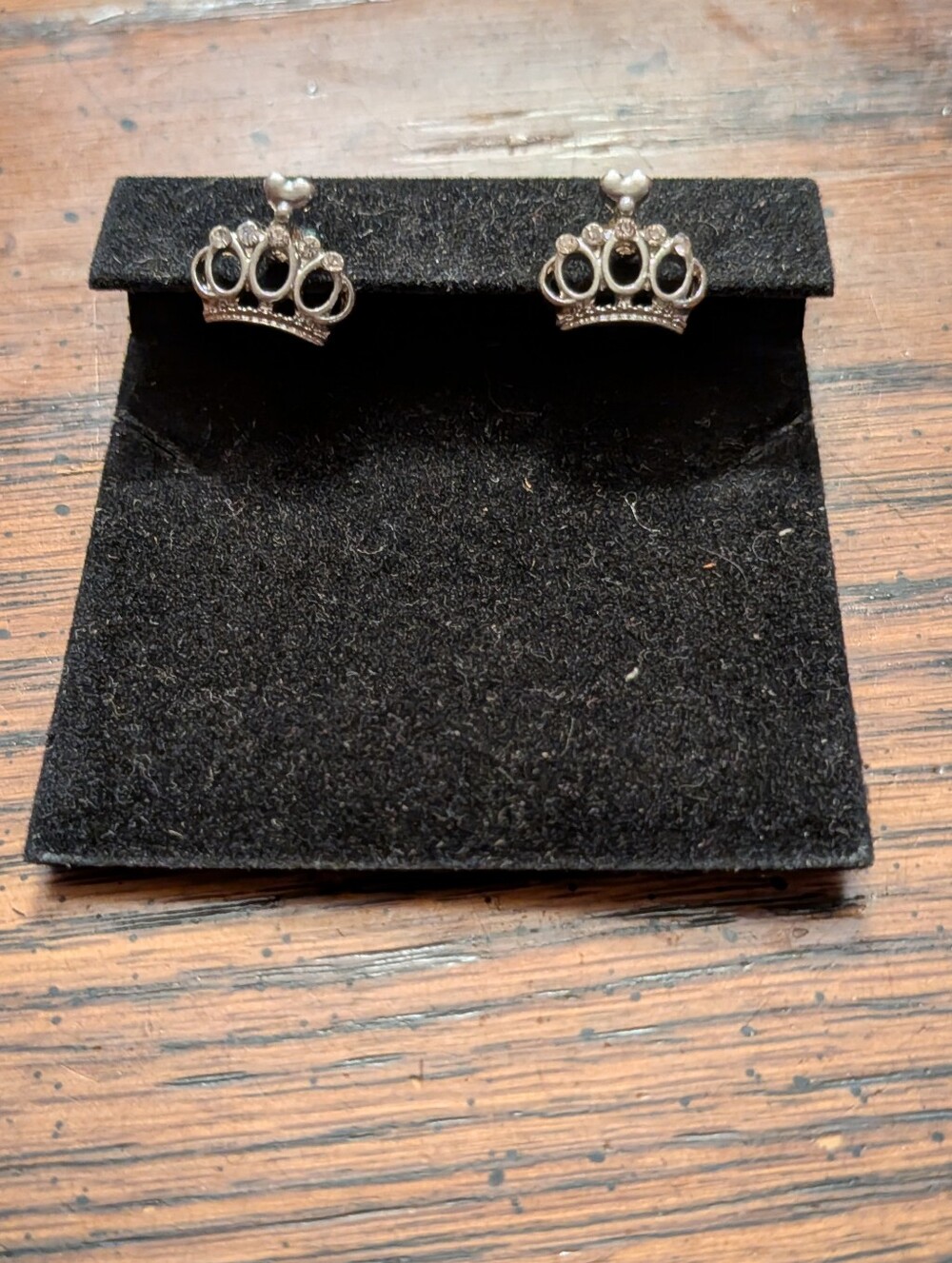 Crown Stud Earrings - Silver Tone